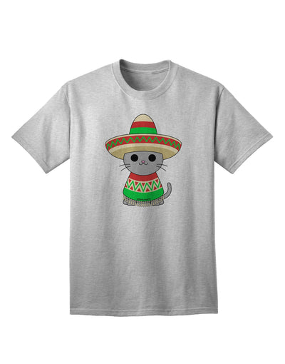 Stylish and Playful Cat-themed Adult T-Shirt with Sombrero and Poncho by TooLoud-Mens T-shirts-TooLoud-AshGray-Small-Davson Sales