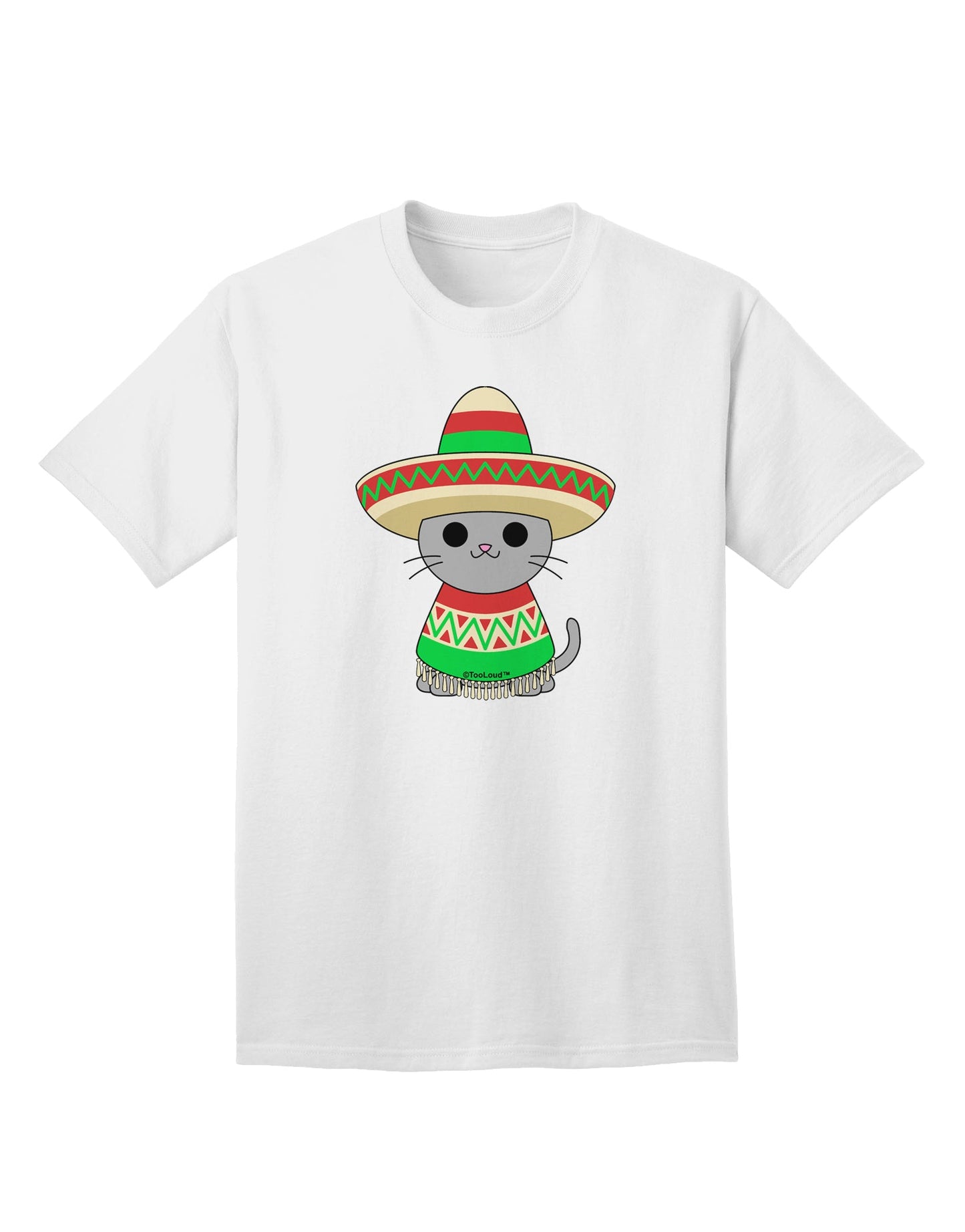 Stylish and Playful Cat-themed Adult T-Shirt with Sombrero and Poncho by TooLoud-Mens T-shirts-TooLoud-White-Small-Davson Sales