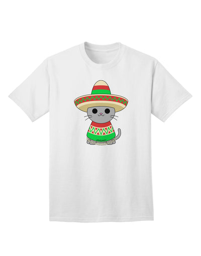 Stylish and Playful Cat-themed Adult T-Shirt with Sombrero and Poncho by TooLoud-Mens T-shirts-TooLoud-White-Small-Davson Sales