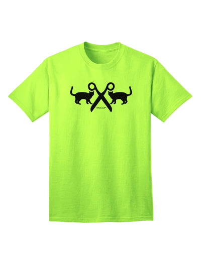 Stylish and Playful Two Cats With Scissors Adult T-Shirt by TooLoud-Mens T-shirts-TooLoud-Neon-Green-Small-Davson Sales