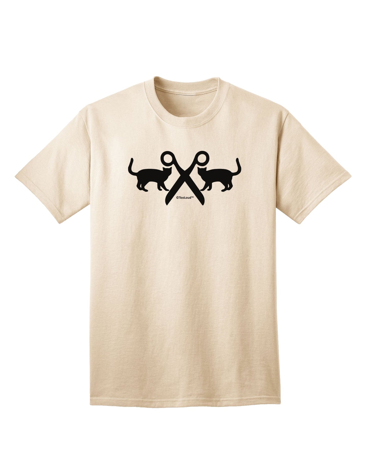 Stylish and Playful Two Cats With Scissors Adult T-Shirt by TooLoud-Mens T-shirts-TooLoud-Natural-Small-Davson Sales
