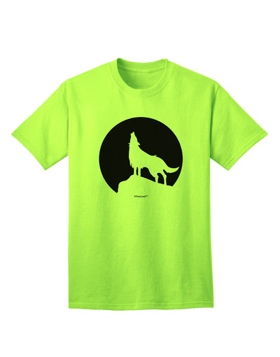 Stylish and Striking Wolf Howling at the Moon - Design #1 Adult T-Shirt by TooLoud-Mens T-shirts-TooLoud-Neon-Green-Small-Davson Sales