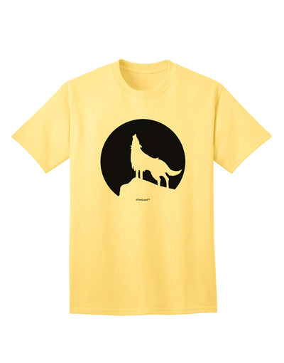 Stylish and Striking Wolf Howling at the Moon - Design #1 Adult T-Shirt by TooLoud-Mens T-shirts-TooLoud-Yellow-Small-Davson Sales