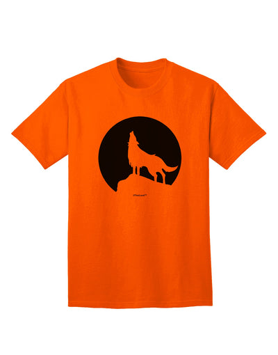 Stylish and Striking Wolf Howling at the Moon - Design #1 Adult T-Shirt by TooLoud-Mens T-shirts-TooLoud-Orange-Small-Davson Sales