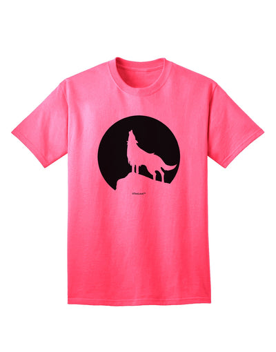 Stylish and Striking Wolf Howling at the Moon - Design #1 Adult T-Shirt by TooLoud-Mens T-shirts-TooLoud-Neon-Pink-Small-Davson Sales