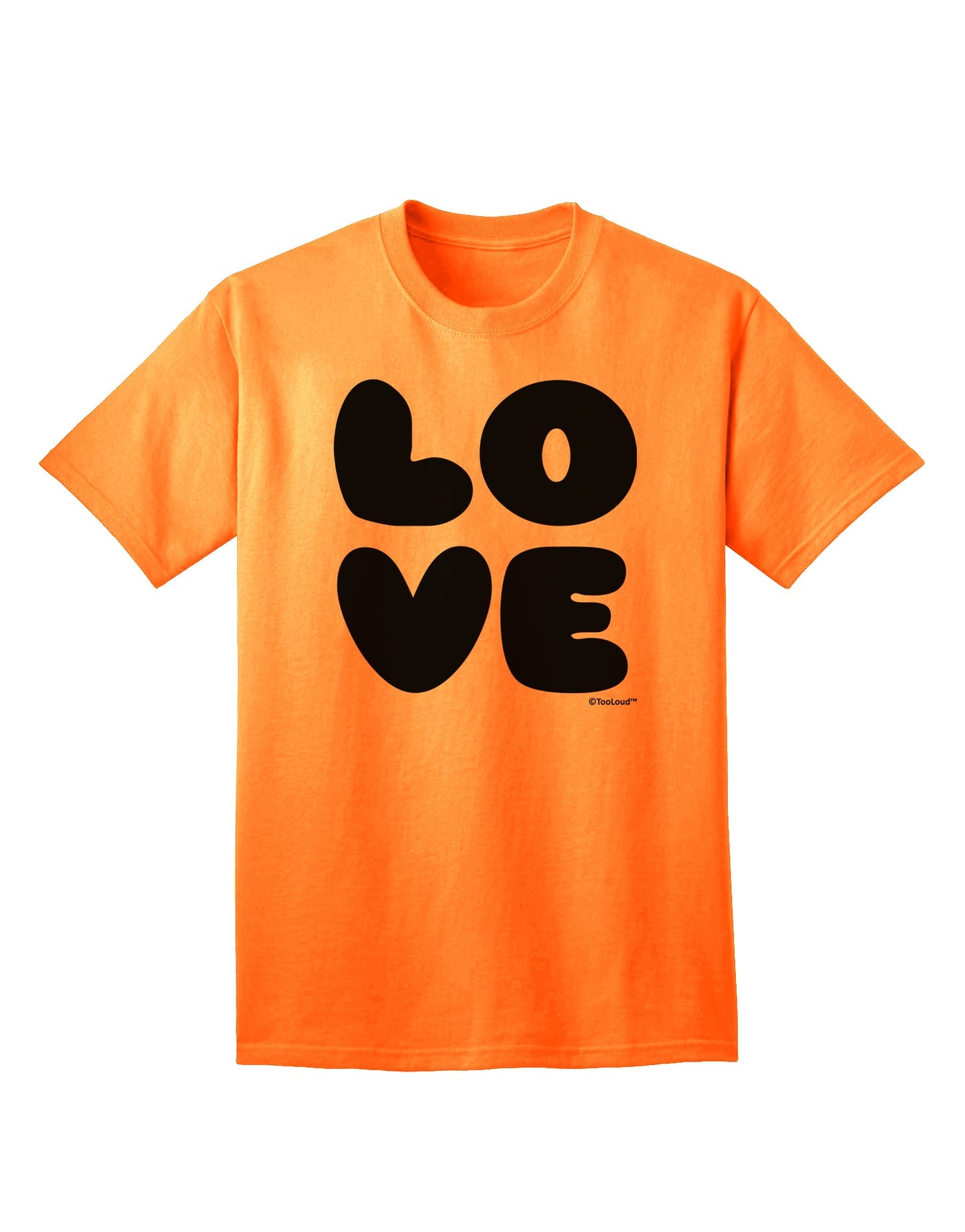 Stylish and Trendy Adult T-Shirt: LOVE Text by TooLoud-Mens T-shirts-TooLoud-Neon-Orange-Small-Davson Sales