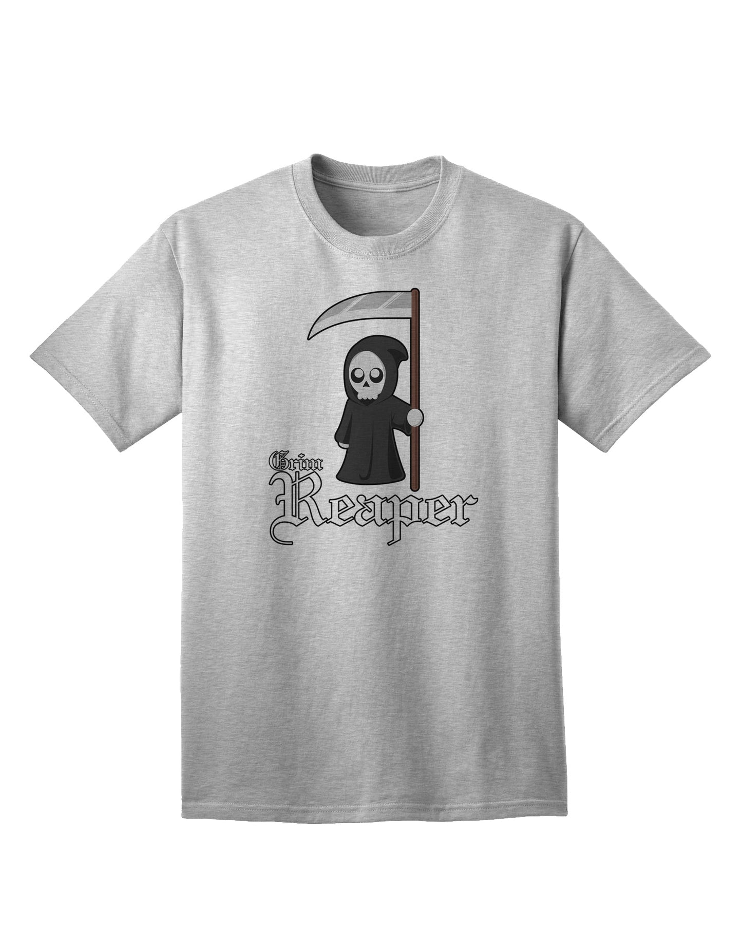 Stylish and Trendy Grim Reaper Themed Adult T-Shirt with Customizable Name Text-Mens T-shirts-TooLoud-AshGray-Small-Davson Sales