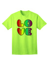 Stylish and Vibrant Rainbow LOVE Text Adult T-Shirt by TooLoud-Mens T-shirts-TooLoud-Neon-Green-Small-Davson Sales