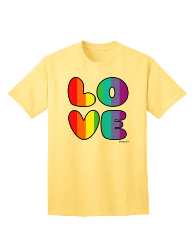 Stylish and Vibrant Rainbow LOVE Text Adult T-Shirt by TooLoud-Mens T-shirts-TooLoud-Yellow-Small-Davson Sales