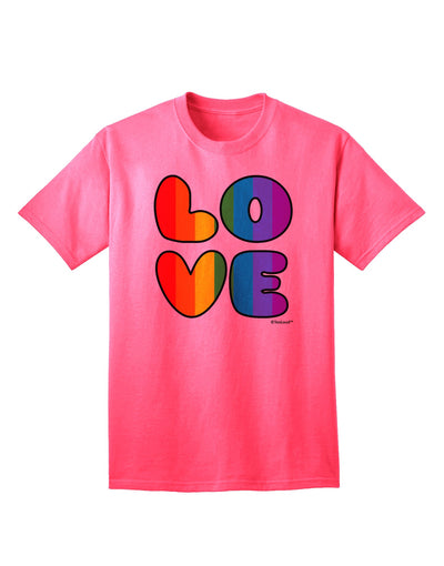 Stylish and Vibrant Rainbow LOVE Text Adult T-Shirt by TooLoud-Mens T-shirts-TooLoud-Neon-Pink-Small-Davson Sales