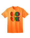 Stylish and Vibrant Rainbow LOVE Text Adult T-Shirt by TooLoud-Mens T-shirts-TooLoud-Neon-Orange-Small-Davson Sales