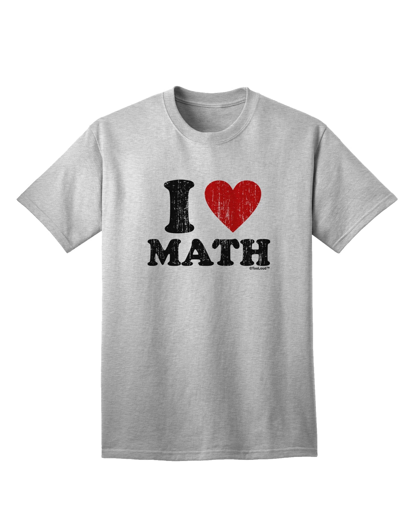 Stylishly Embrace Your Love for Mathematics with the I Heart Math Distressed Adult T-Shirt by TooLoud-Mens T-shirts-TooLoud-AshGray-Small-Davson Sales