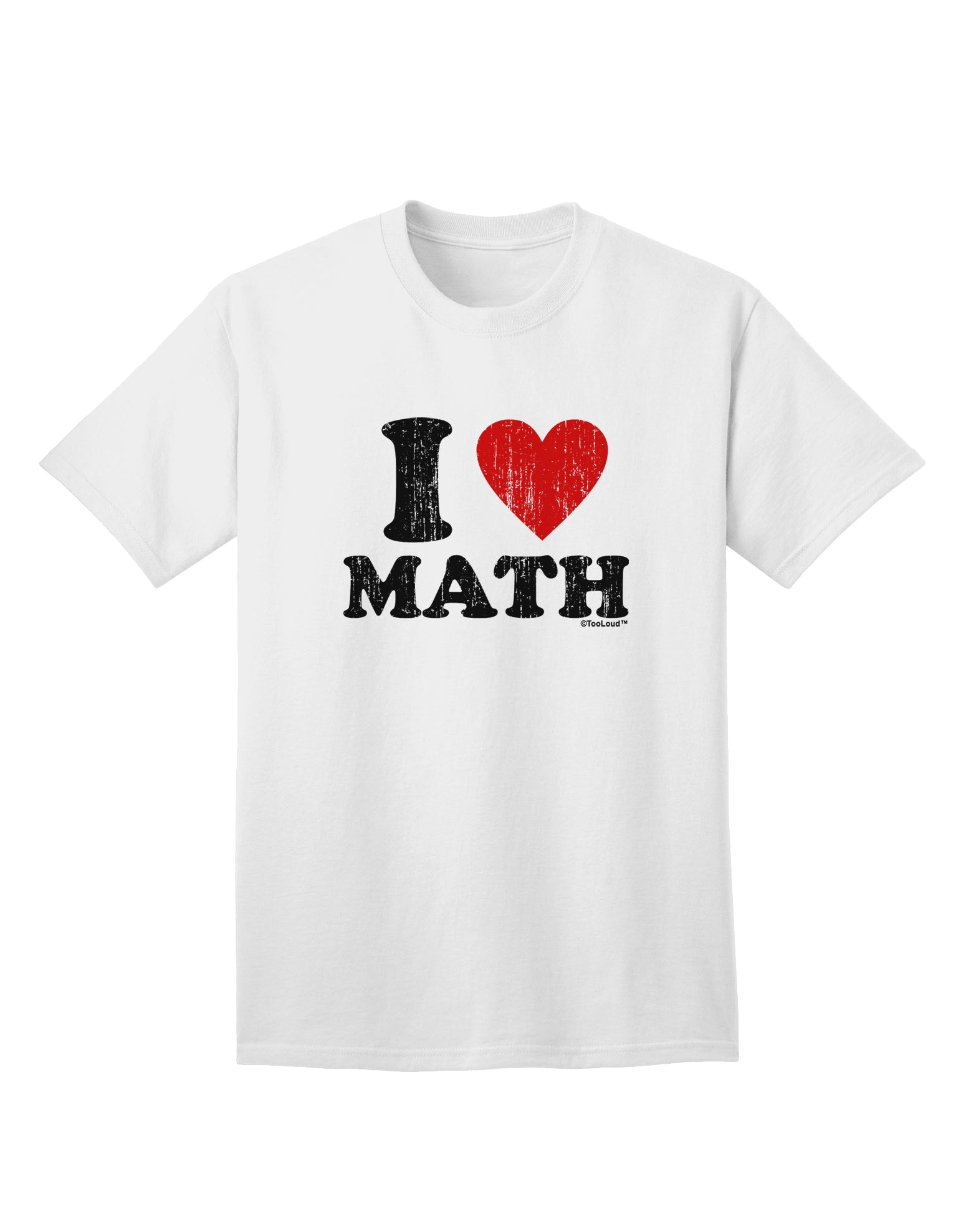 Stylishly Embrace Your Love for Mathematics with the I Heart Math Distressed Adult T-Shirt by TooLoud-Mens T-shirts-TooLoud-White-Small-Davson Sales