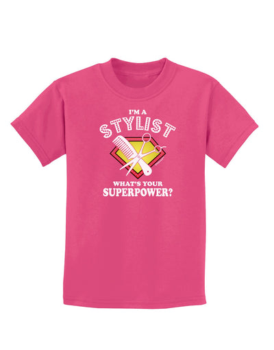 Stylist - Superpower Childrens Dark T-Shirt-Childrens T-Shirt-TooLoud-Sangria-X-Small-Davson Sales