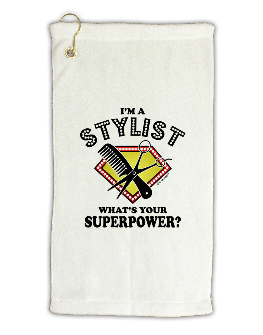 Stylist - Superpower Micro Terry Gromet Golf Towel 16 x 25 inch-Golf Towel-TooLoud-White-Davson Sales