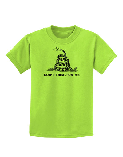 Subdued Don't Tread On Me Gadsden Flag Rattlesnake Childrens T-Shirt-Childrens T-Shirt-TooLoud-Lime-Green-X-Small-Davson Sales