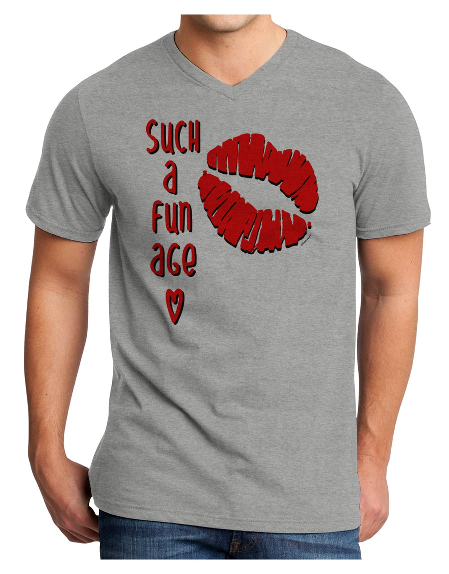 Such a Fun Age Kiss Lips Adult V-Neck T-shirt White 4XL Tooloud