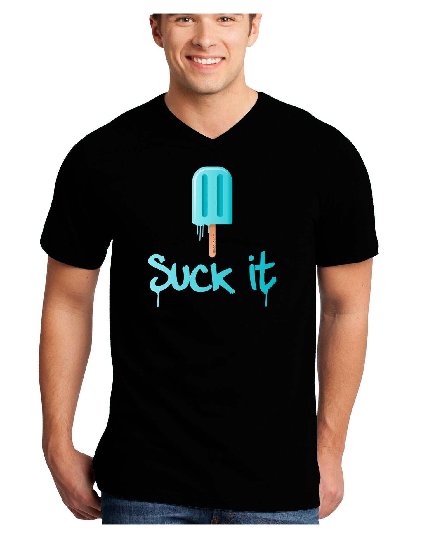 Suck It Popsicle Adult Dark V-Neck T-Shirt-Mens V-Neck T-Shirt-TooLoud-Black-Small-Davson Sales