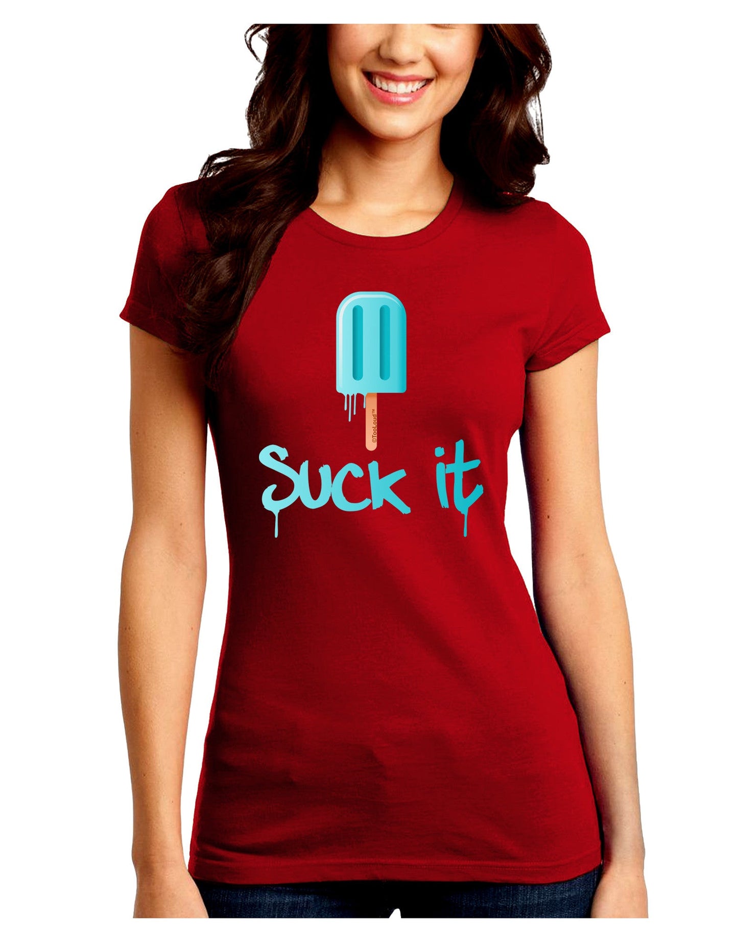 Suck It Popsicle Juniors Petite Crew Dark T-Shirt-T-Shirts Juniors Tops-TooLoud-Red-Juniors Fitted Small-Davson Sales