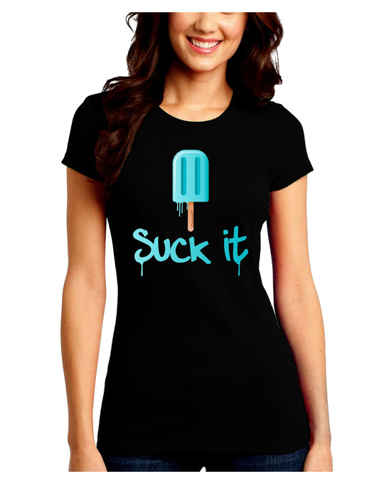 Suck It Popsicle Juniors Petite Crew Dark T-Shirt-T-Shirts Juniors Tops-TooLoud-Black-Juniors Fitted Small-Davson Sales