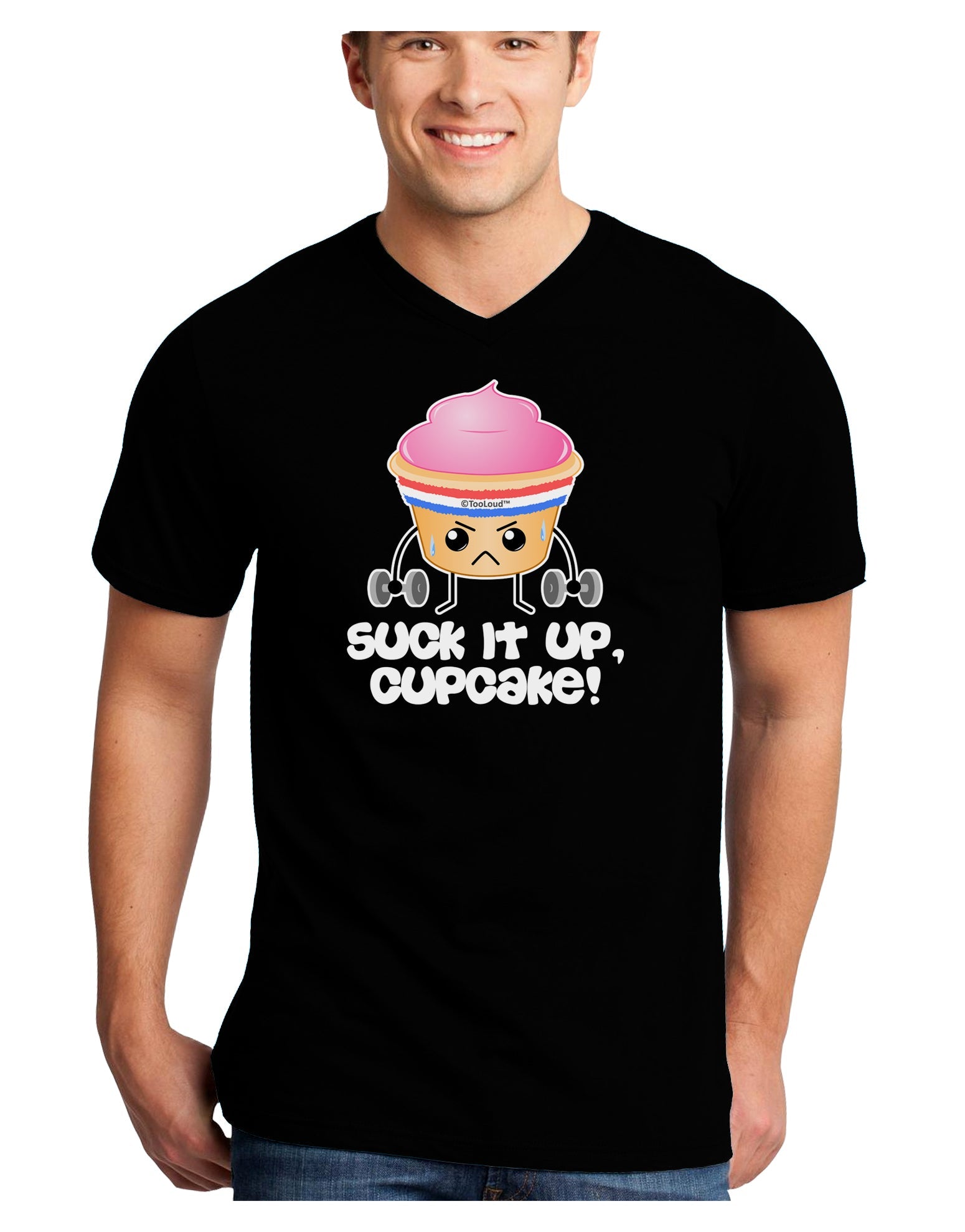 Suck It Up Cupcake Design Adult Dark V-Neck T-Shirt by TooLoud-Mens V-Neck T-Shirt-TooLoud-Black-Small-Davson Sales