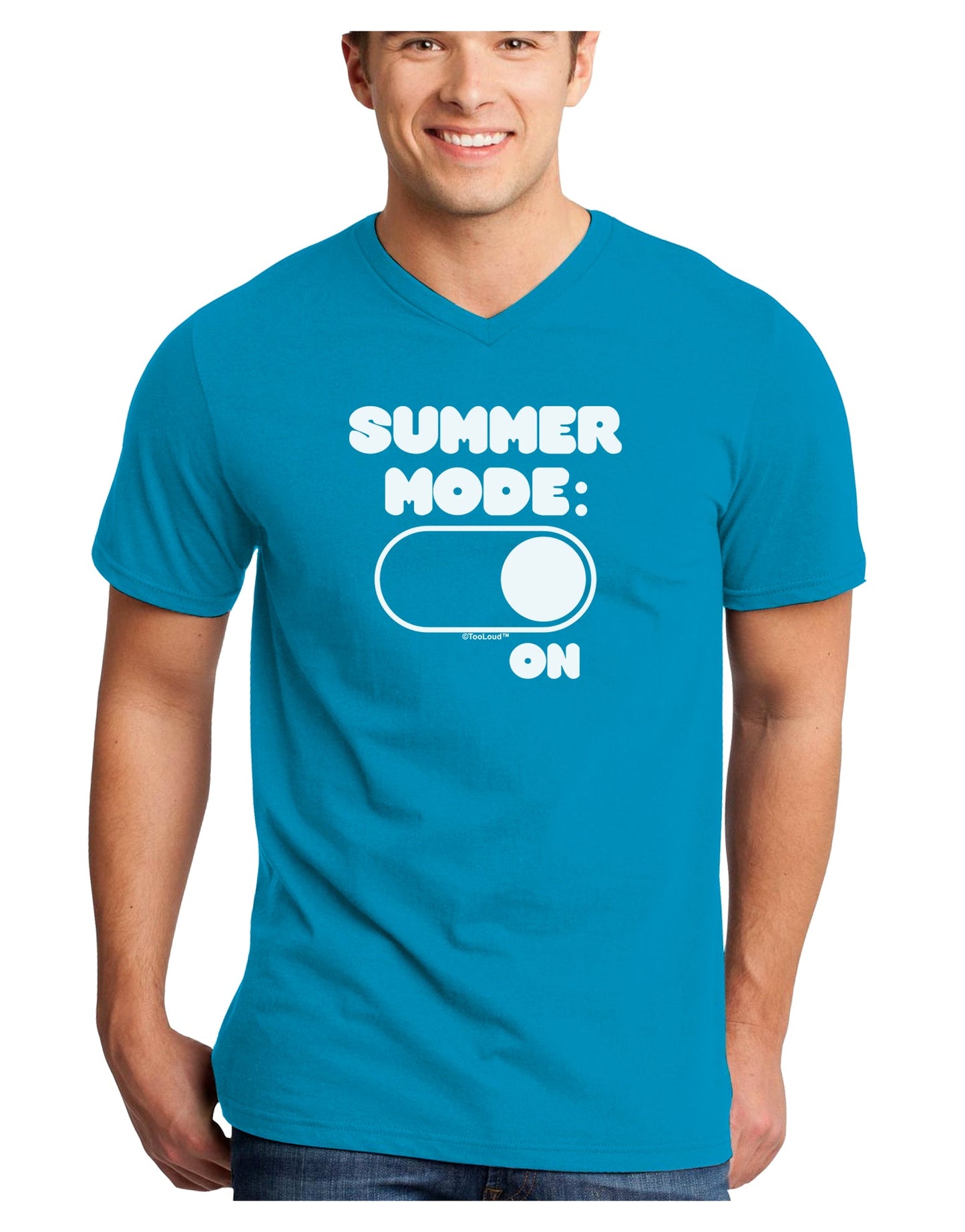 Summer Mode On Adult Dark V-Neck T-Shirt by TooLoud-Mens V-Neck T-Shirt-TooLoud-Turquoise-Small-Davson Sales