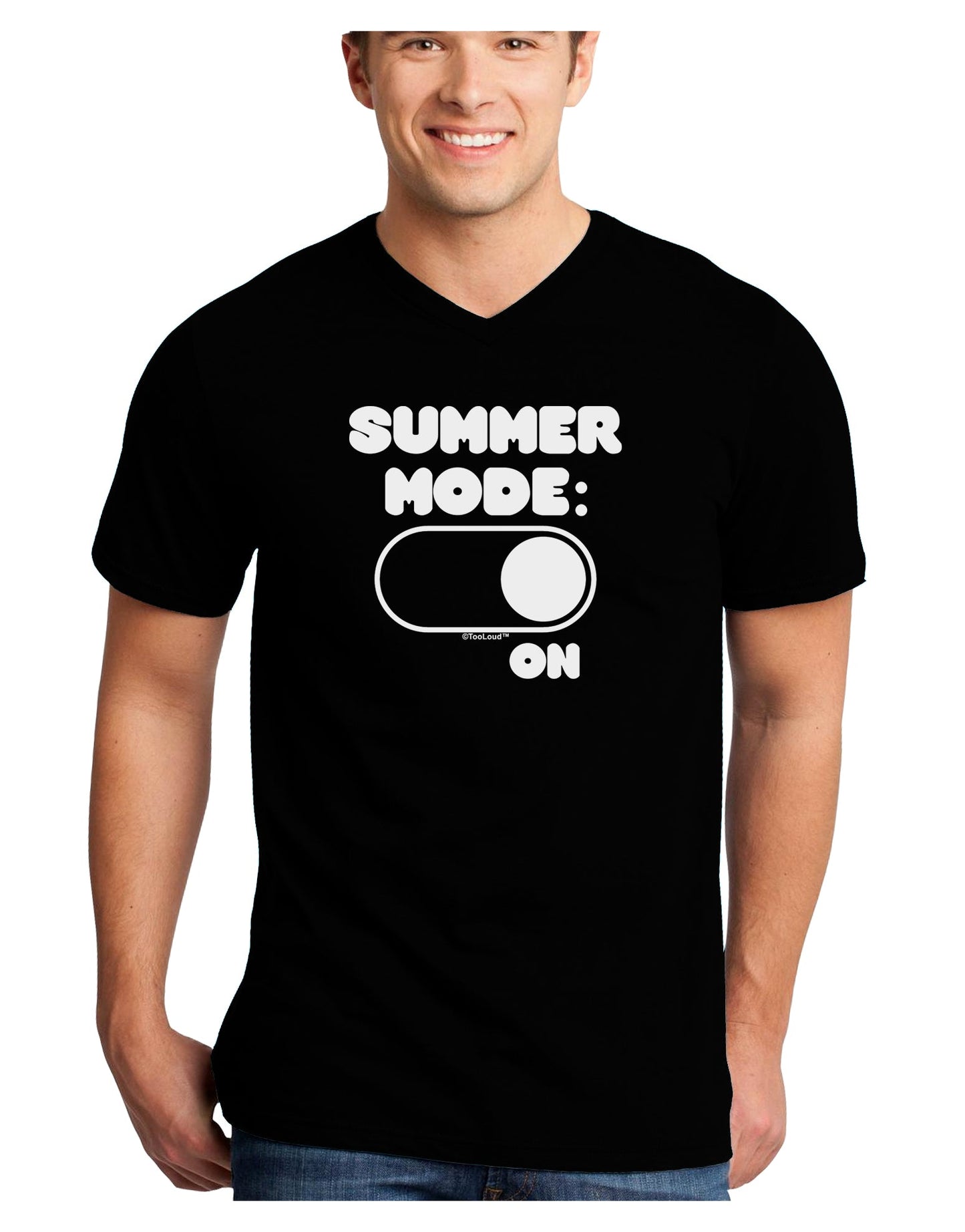 Summer Mode On Adult Dark V-Neck T-Shirt by TooLoud-Mens V-Neck T-Shirt-TooLoud-Black-Small-Davson Sales