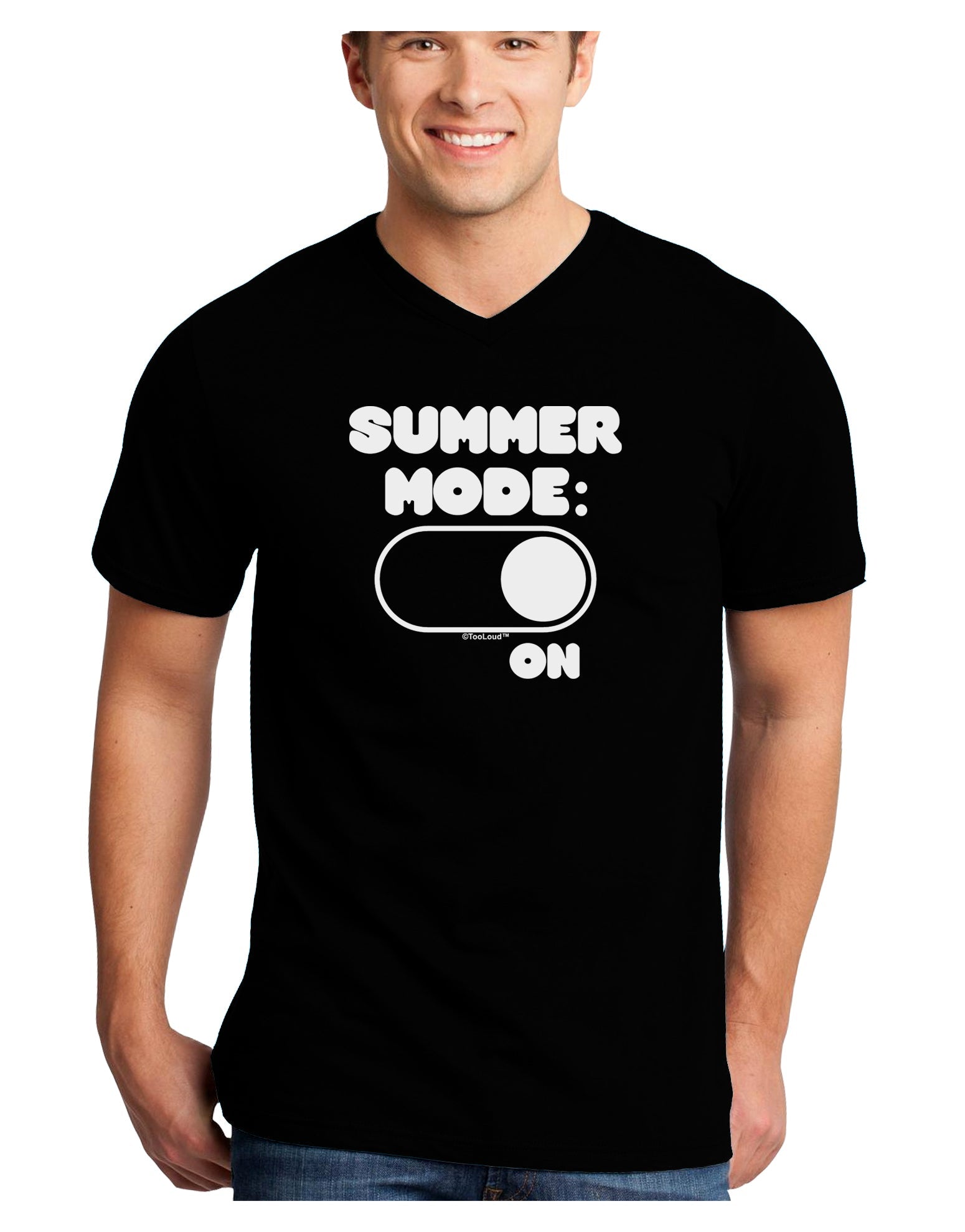 Summer Mode On Adult Dark V-Neck T-Shirt by TooLoud-Mens V-Neck T-Shirt-TooLoud-Black-Small-Davson Sales