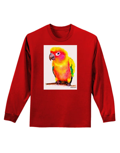 Sun Conure Parrot Watercolor Adult Long Sleeve Dark T-Shirt-TooLoud-Red-Small-Davson Sales