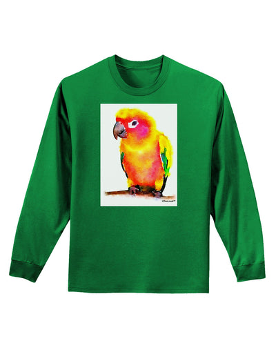 Sun Conure Parrot Watercolor Adult Long Sleeve Dark T-Shirt-TooLoud-Kelly-Green-Small-Davson Sales