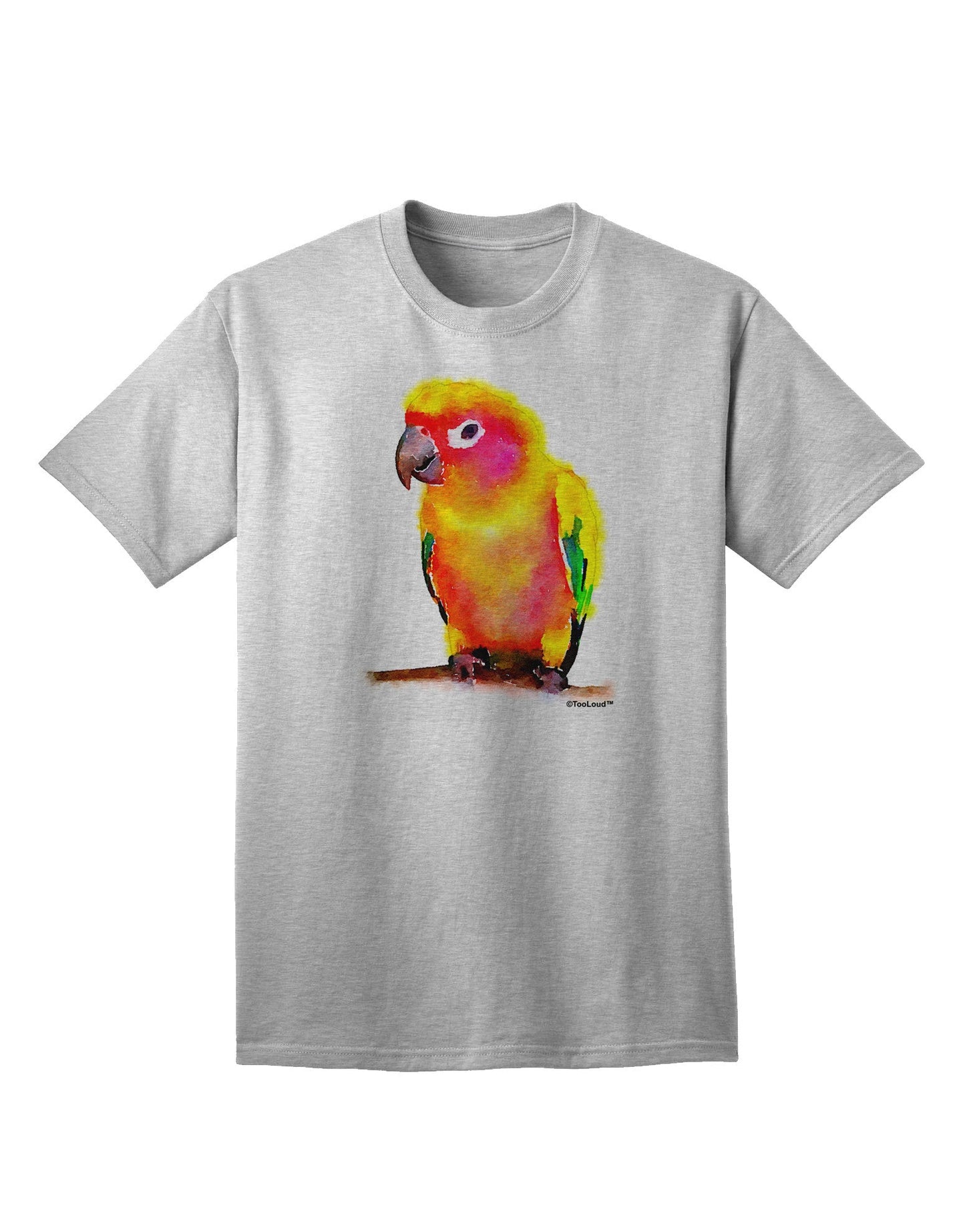 Sun Conure Parrot Watercolor Adult T-Shirt-Mens T-Shirt-TooLoud-AshGray-Small-Davson Sales