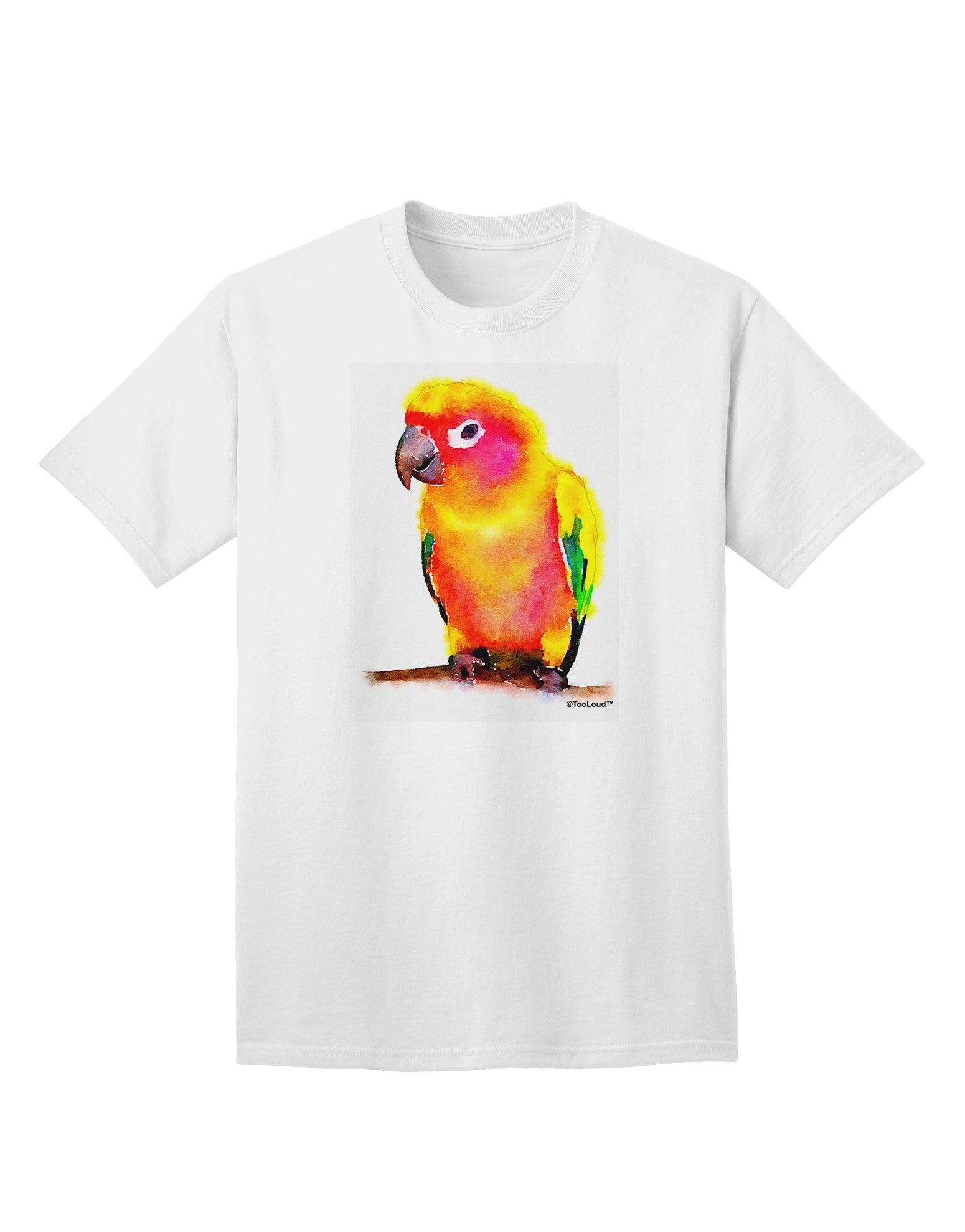Sun Conure Parrot Watercolor Adult T-Shirt-Mens T-Shirt-TooLoud-White-Small-Davson Sales