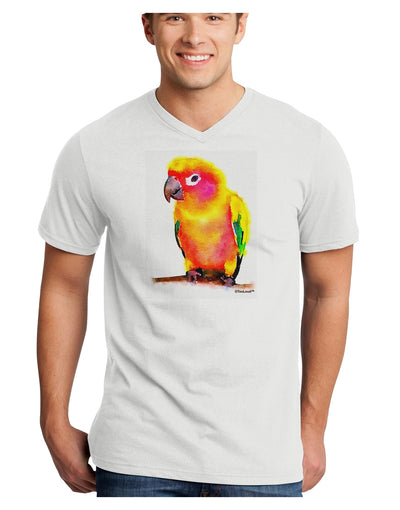 Sun Conure Parrot Watercolor Adult V-Neck T-shirt-Mens V-Neck T-Shirt-TooLoud-White-Small-Davson Sales