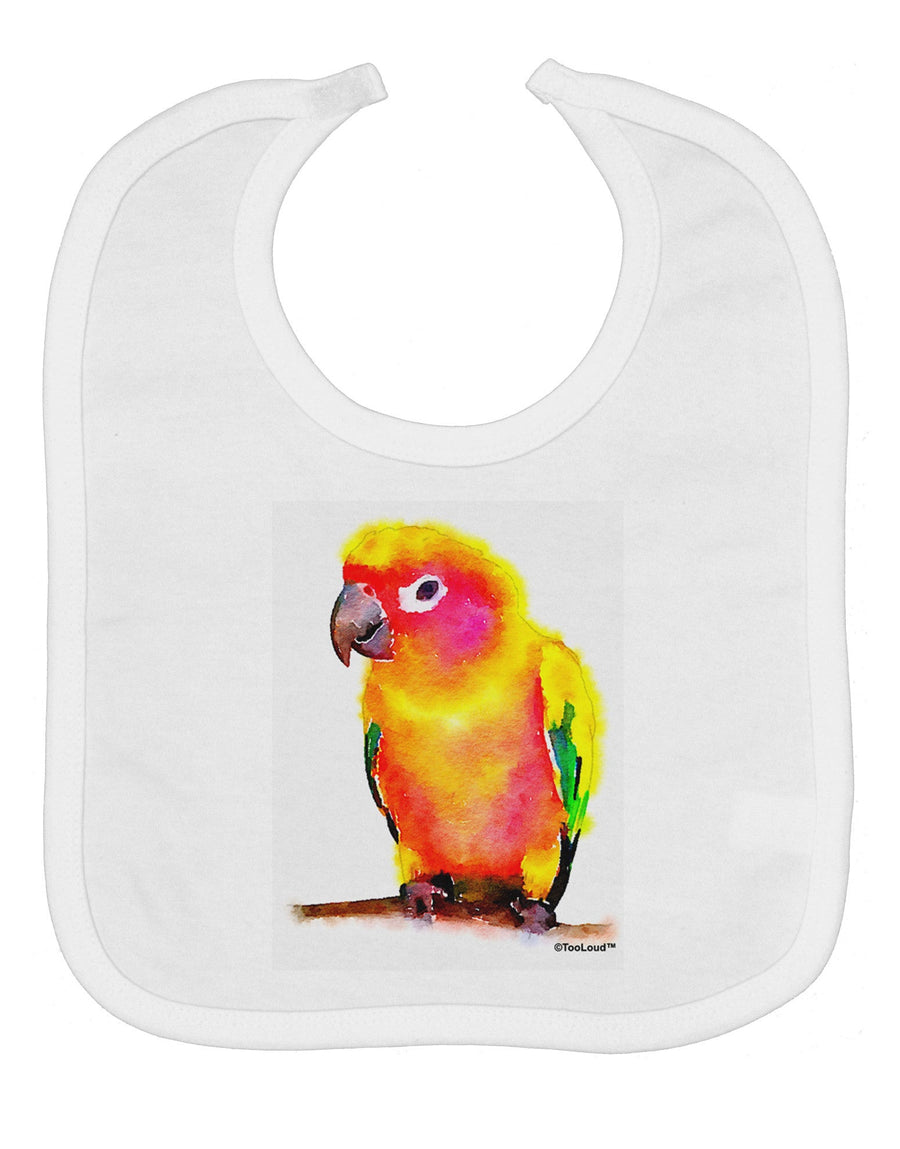 Sun Conure Parrot Watercolor Baby Bib