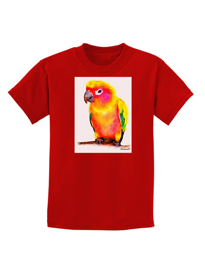 Sun Conure Parrot Watercolor Childrens Dark T-Shirt-Childrens T-Shirt-TooLoud-Red-X-Small-Davson Sales