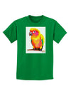 Sun Conure Parrot Watercolor Childrens Dark T-Shirt-Childrens T-Shirt-TooLoud-Kelly-Green-X-Small-Davson Sales