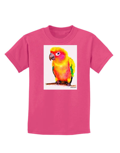 Sun Conure Parrot Watercolor Childrens Dark T-Shirt-Childrens T-Shirt-TooLoud-Sangria-X-Small-Davson Sales