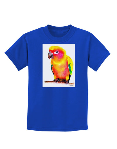 Sun Conure Parrot Watercolor Childrens Dark T-Shirt-Childrens T-Shirt-TooLoud-Royal-Blue-X-Small-Davson Sales