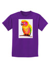 Sun Conure Parrot Watercolor Childrens Dark T-Shirt-Childrens T-Shirt-TooLoud-Purple-X-Small-Davson Sales