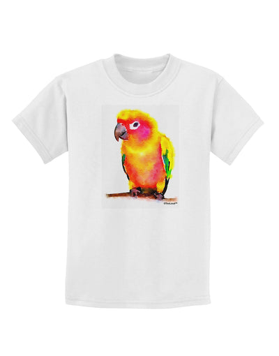 Sun Conure Parrot Watercolor Childrens T-Shirt-Childrens T-Shirt-TooLoud-White-X-Small-Davson Sales