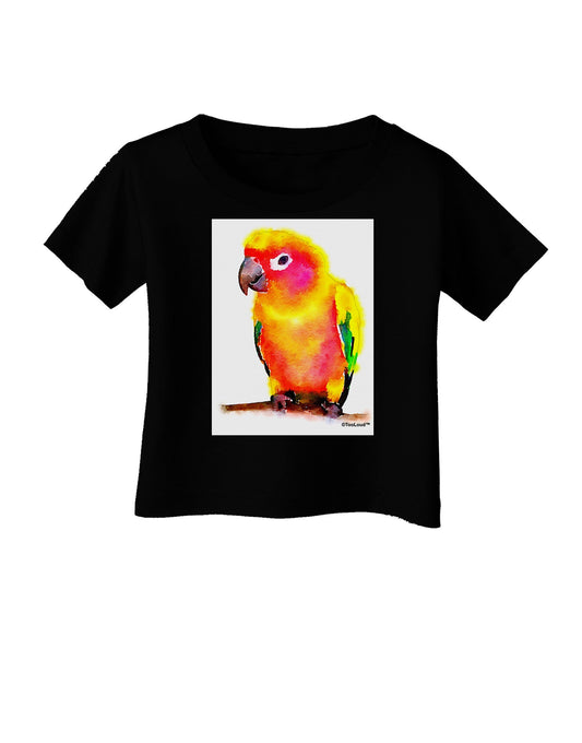 Sun Conure Parrot Watercolor Infant T-Shirt Dark-Infant T-Shirt-TooLoud-Black-06-Months-Davson Sales
