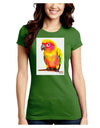 Sun Conure Parrot Watercolor Juniors Crew Dark T-Shirt-T-Shirts Juniors Tops-TooLoud-Kiwi-Green-Juniors Fitted Small-Davson Sales