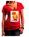 Sun Conure Parrot Watercolor Juniors V-Neck Dark T-Shirt-Womens V-Neck T-Shirts-TooLoud-Red-Juniors Fitted Small-Davson Sales