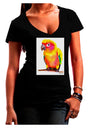 Sun Conure Parrot Watercolor Juniors V-Neck Dark T-Shirt-Womens V-Neck T-Shirts-TooLoud-Black-Juniors Fitted Small-Davson Sales