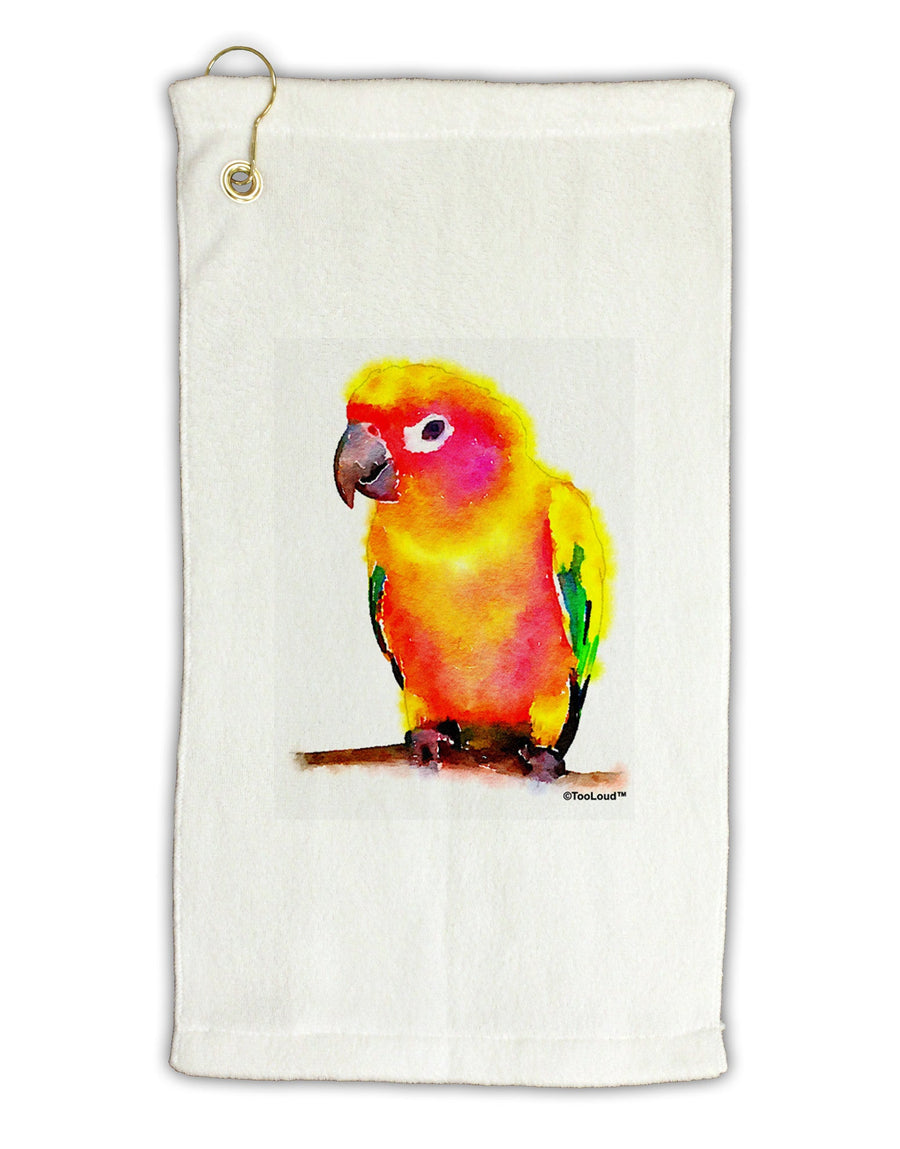 Sun Conure Parrot Watercolor Micro Terry Gromet Golf Towel 11&#x22;x19-Golf Towel-TooLoud-White-Davson Sales