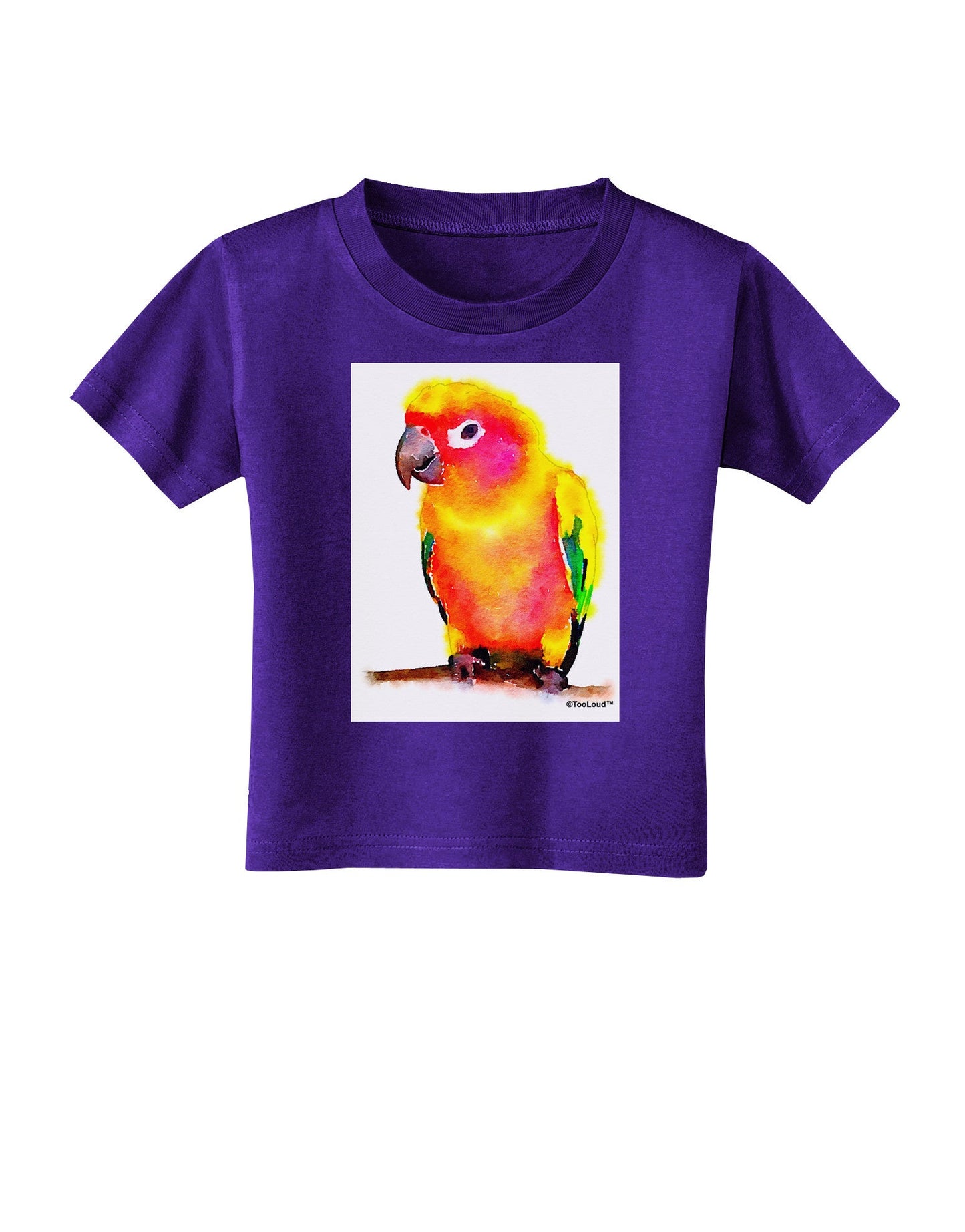 Sun Conure Parrot Watercolor Toddler T-Shirt Dark-Toddler T-Shirt-TooLoud-Purple-2T-Davson Sales