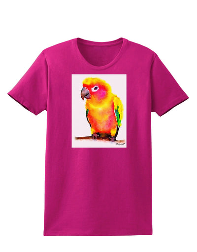 Sun Conure Parrot Watercolor Womens Dark T-Shirt-TooLoud-Hot-Pink-Small-Davson Sales