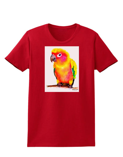 Sun Conure Parrot Watercolor Womens Dark T-Shirt-TooLoud-Red-X-Small-Davson Sales