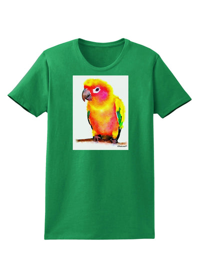 Sun Conure Parrot Watercolor Womens Dark T-Shirt-TooLoud-Kelly-Green-X-Small-Davson Sales