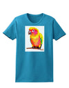 Sun Conure Parrot Watercolor Womens Dark T-Shirt-TooLoud-Turquoise-X-Small-Davson Sales